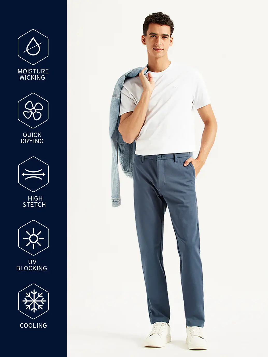 Men's Blue Slim Fit Tech Pant Chinos 1