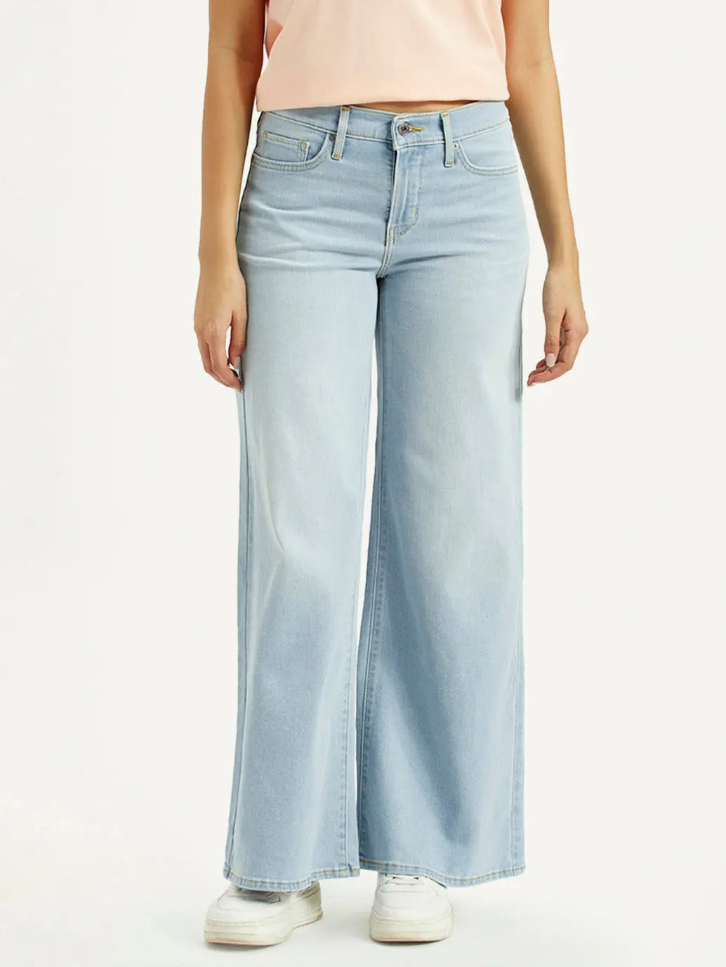 Women's 318 Light Indigo Shaping Wide Leg Fit Mid Rise Jeans 2