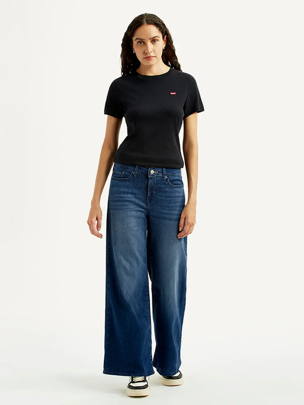 Women's 318 Blue Shaping Wide Leg Fit Mid Rise Jeans 7