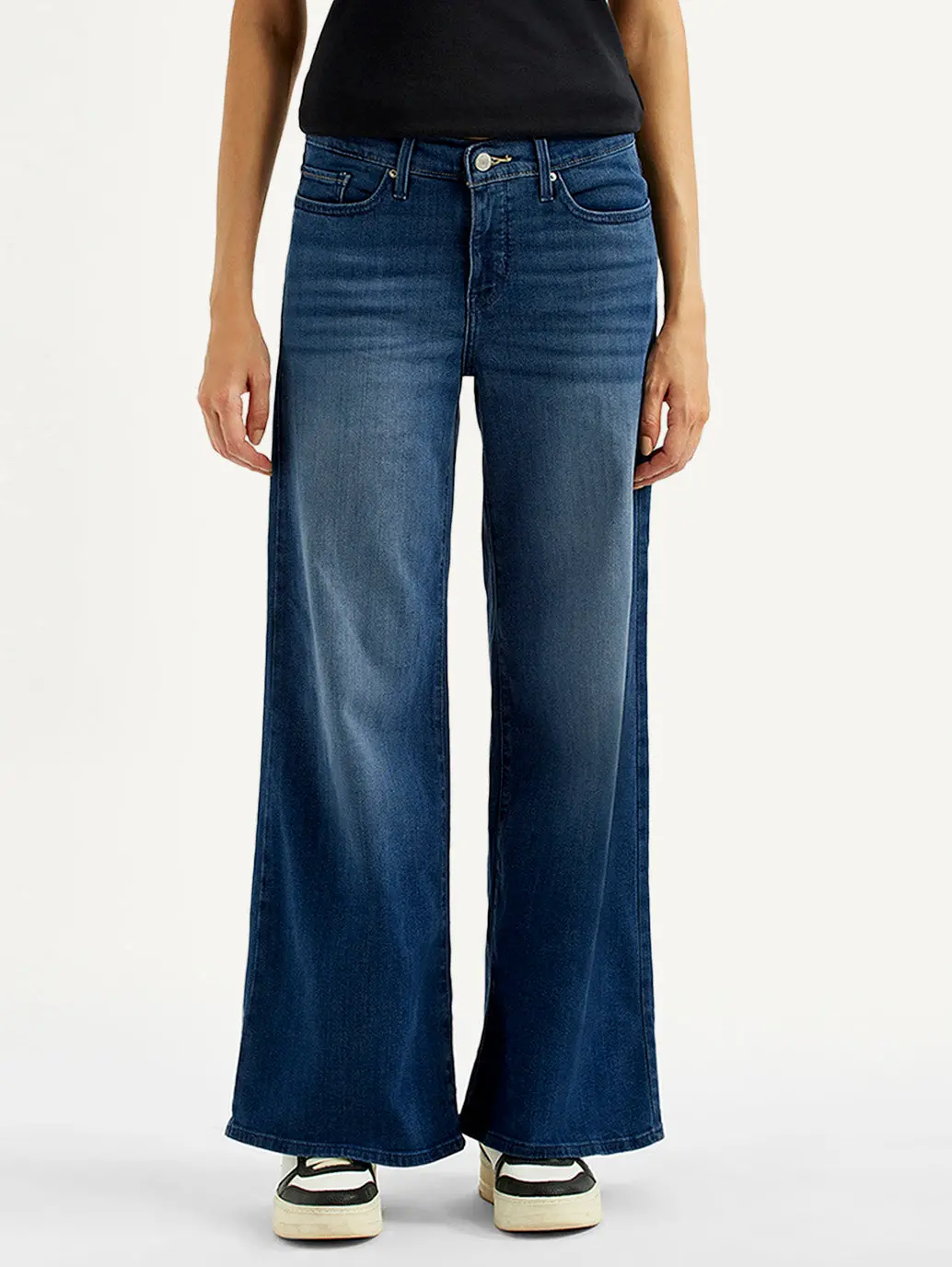 Women's 318 Blue Shaping Wide Leg Fit Mid Rise Jeans 2