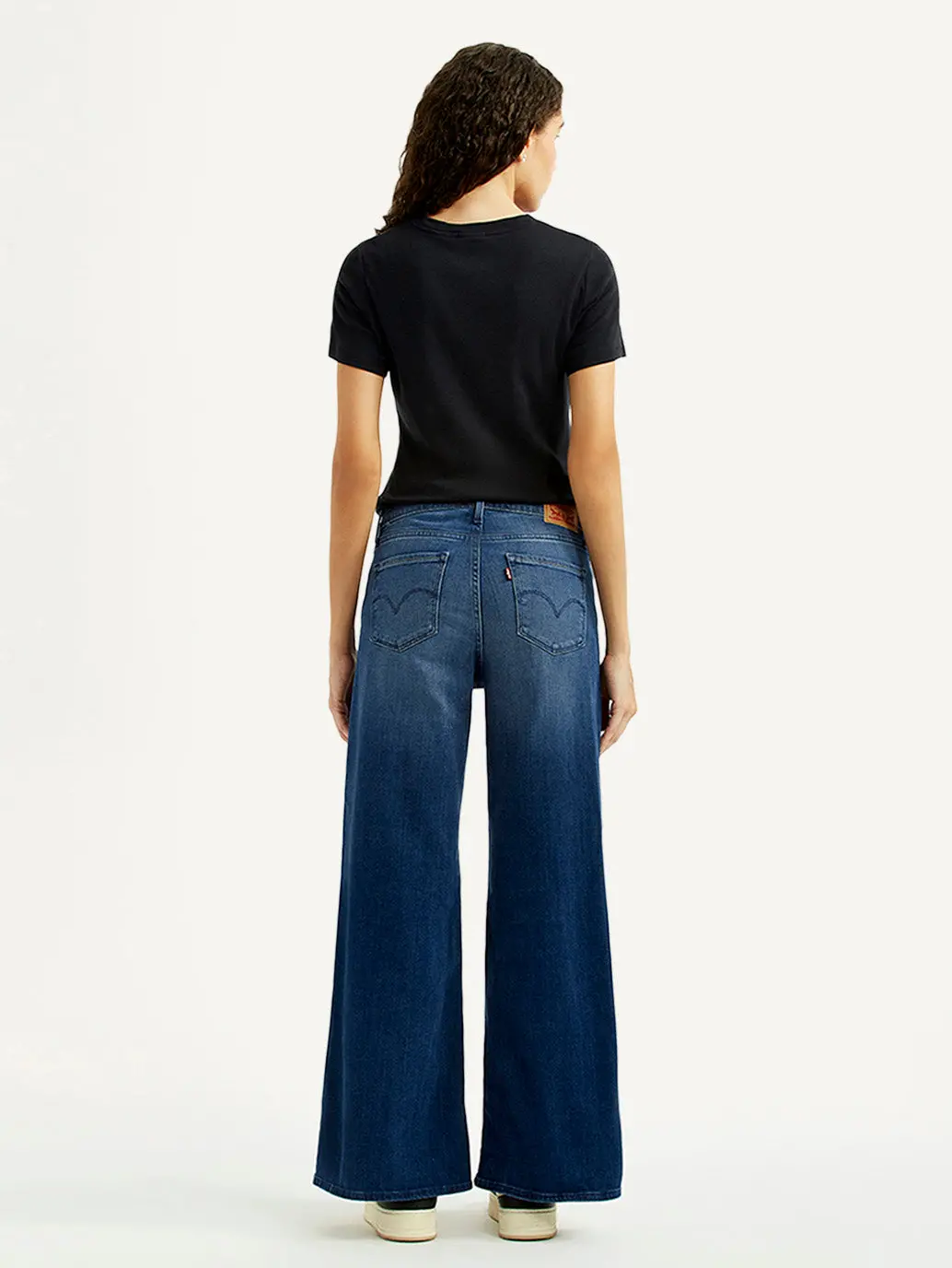 Women's 318 Blue Shaping Wide Leg Fit Mid Rise Jeans 3
