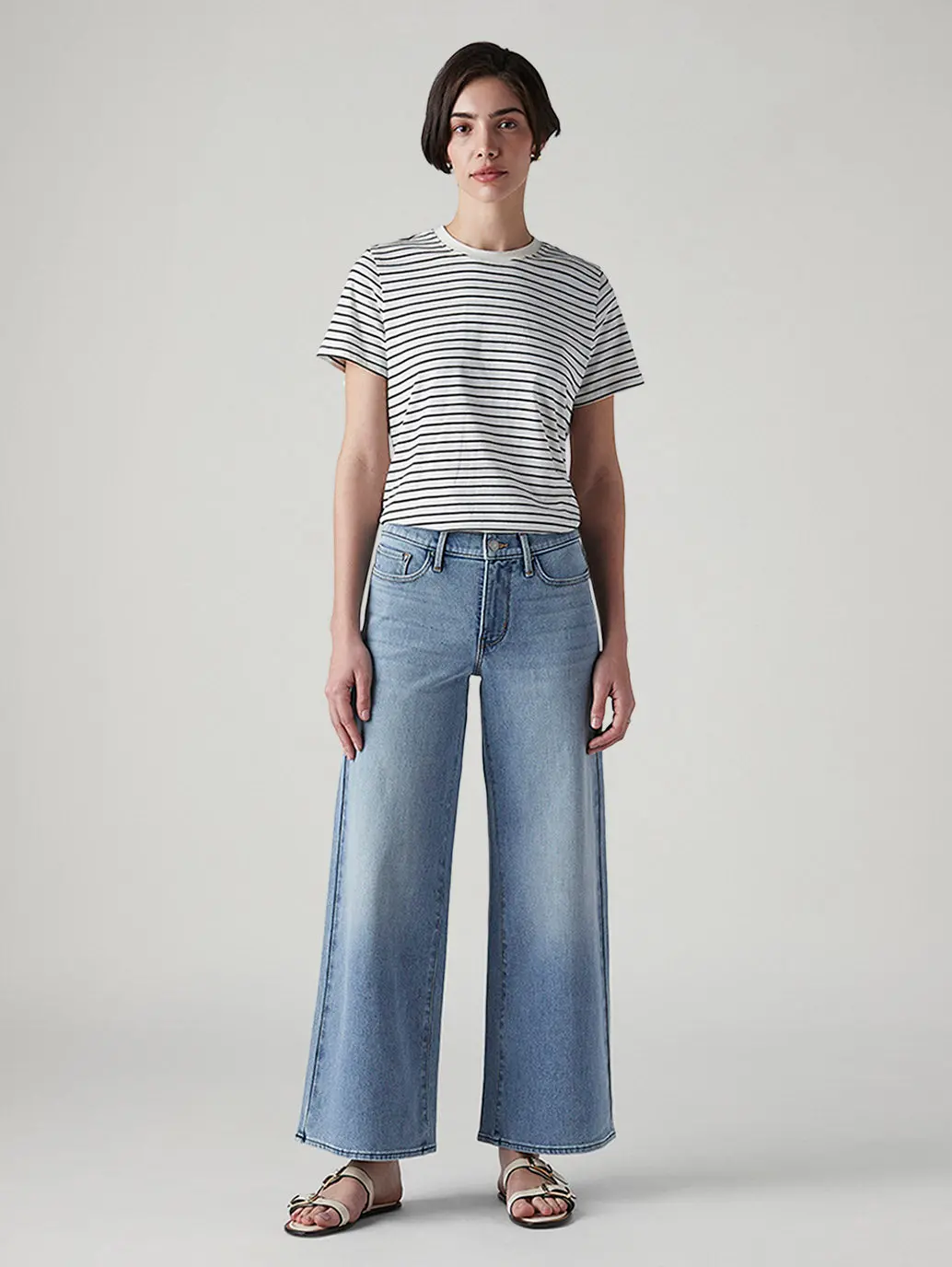 Women's 318 Light Indigo Shaping Wide Leg Fit Mid Rise Jeans 2