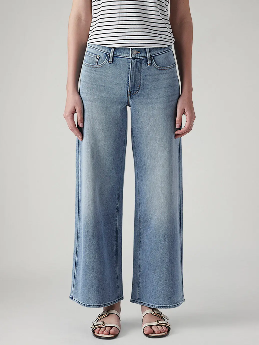 Women's 318 Light Indigo Shaping Wide Leg Fit Mid Rise Jeans 3