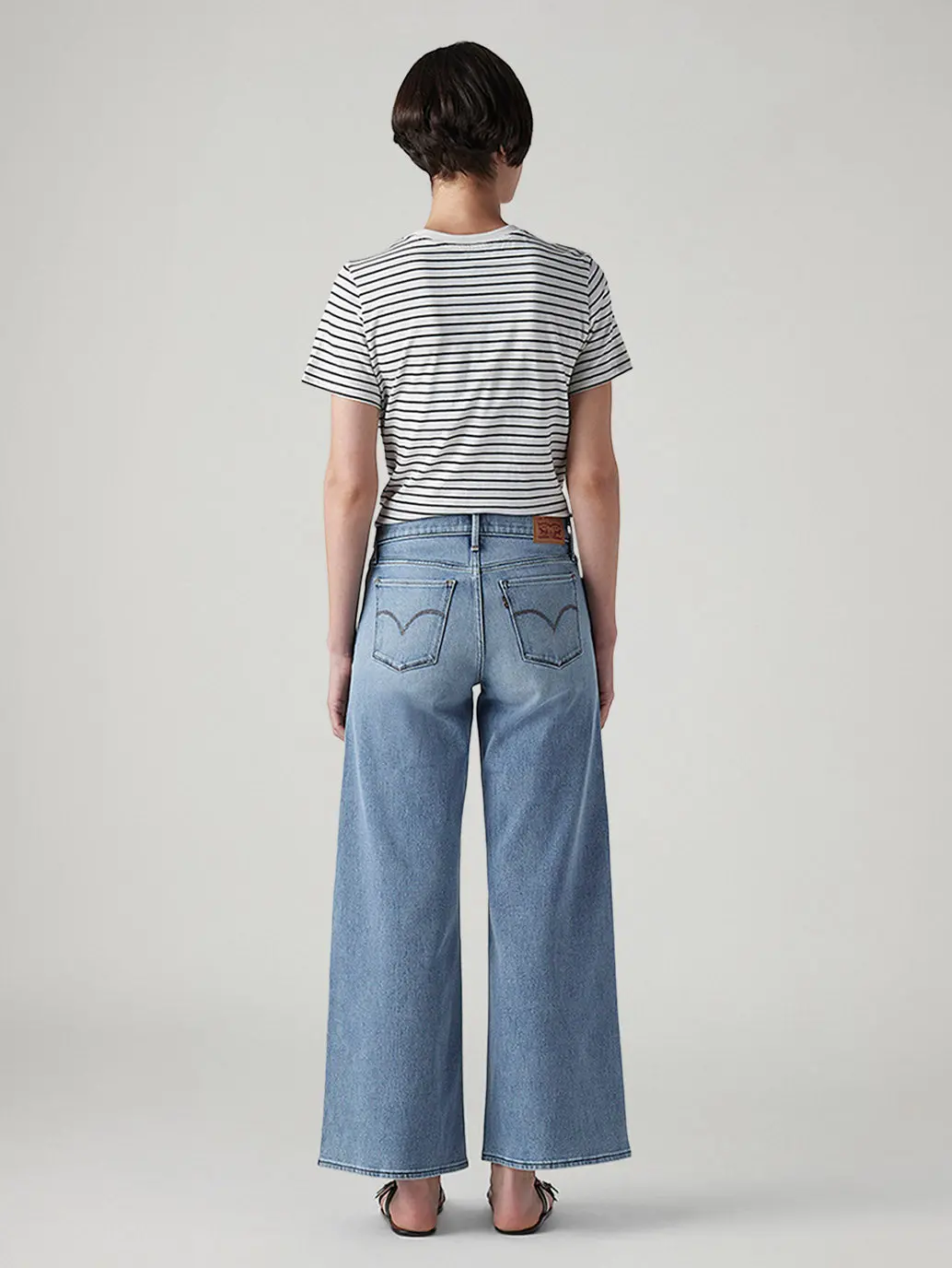 Women's 318 Light Indigo Shaping Wide Leg Fit Mid Rise Jeans 5