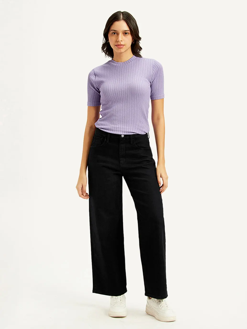 Women's Redloop Black Wide Leg Fit High Rise Jeans 1