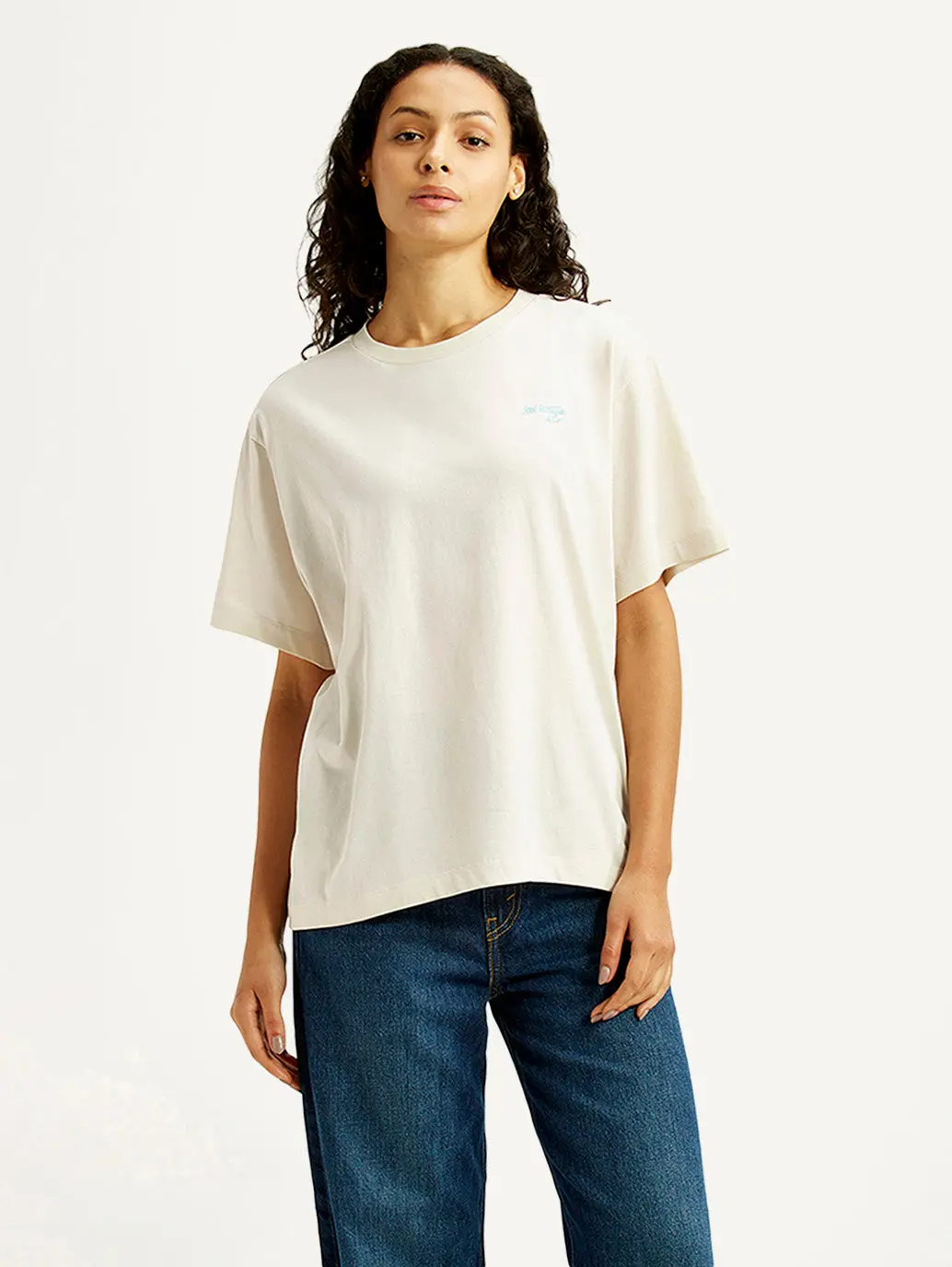 Women's Graphic Print Off White Oversized T-Shirt 1
