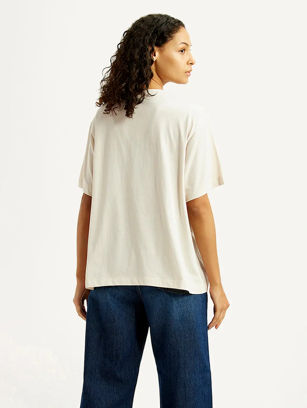 Women's Graphic Print Off White Oversized T-Shirt 3