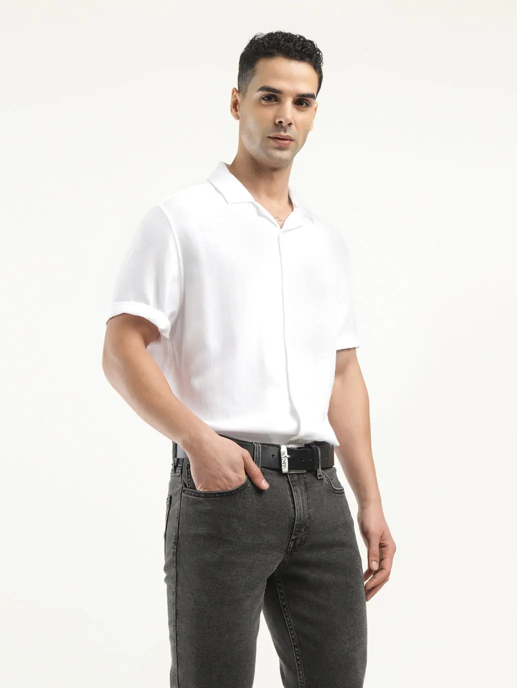 Men's Solid Camp Collar Shirt 1