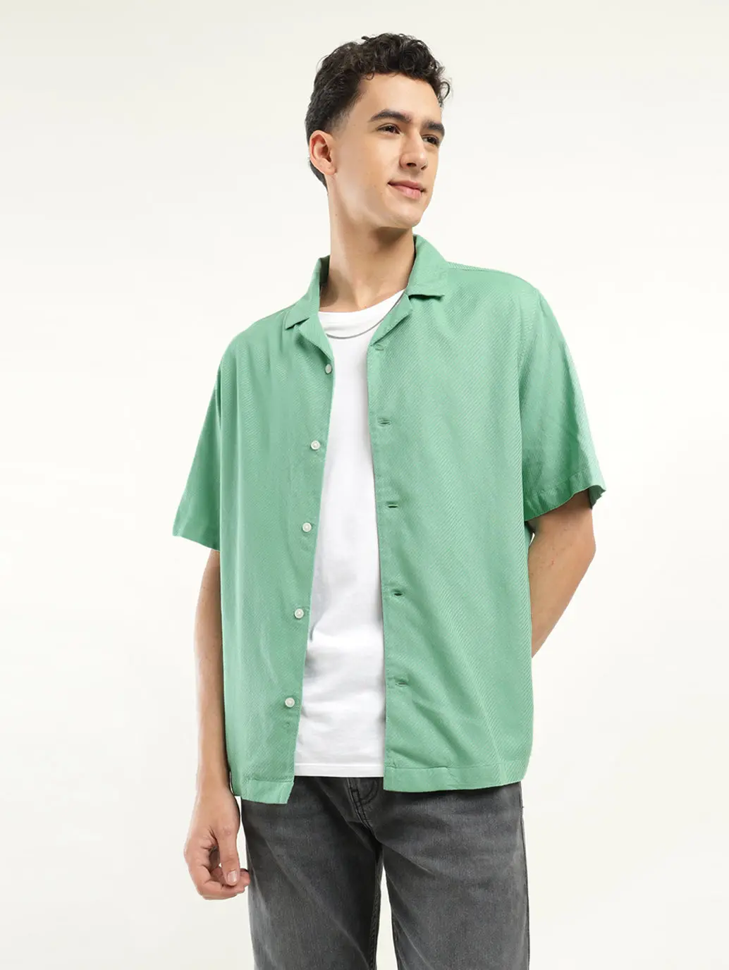 Men's Solid Camp Collar Shirt 1