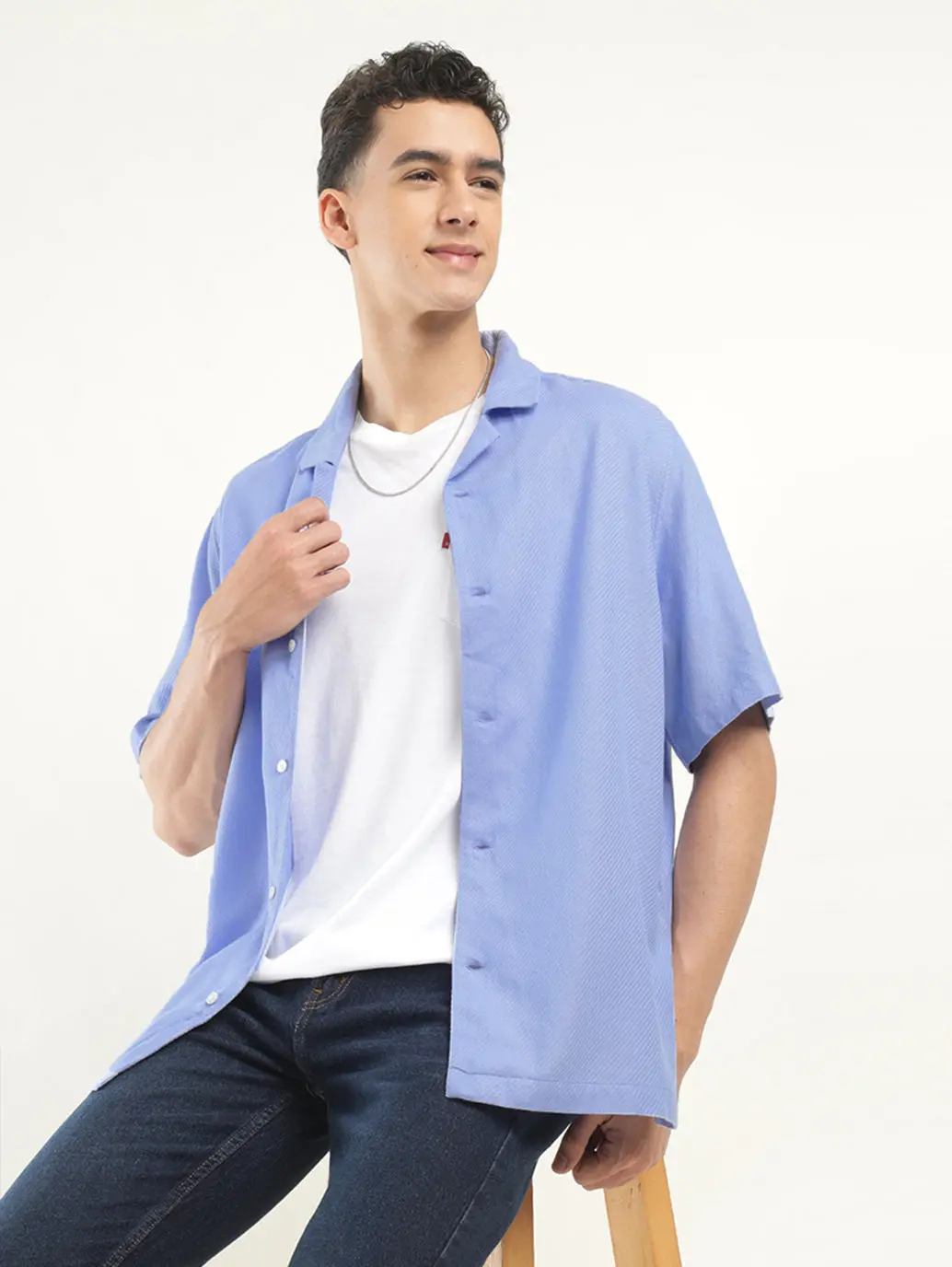Men's Solid Camp Collar Shirt 1