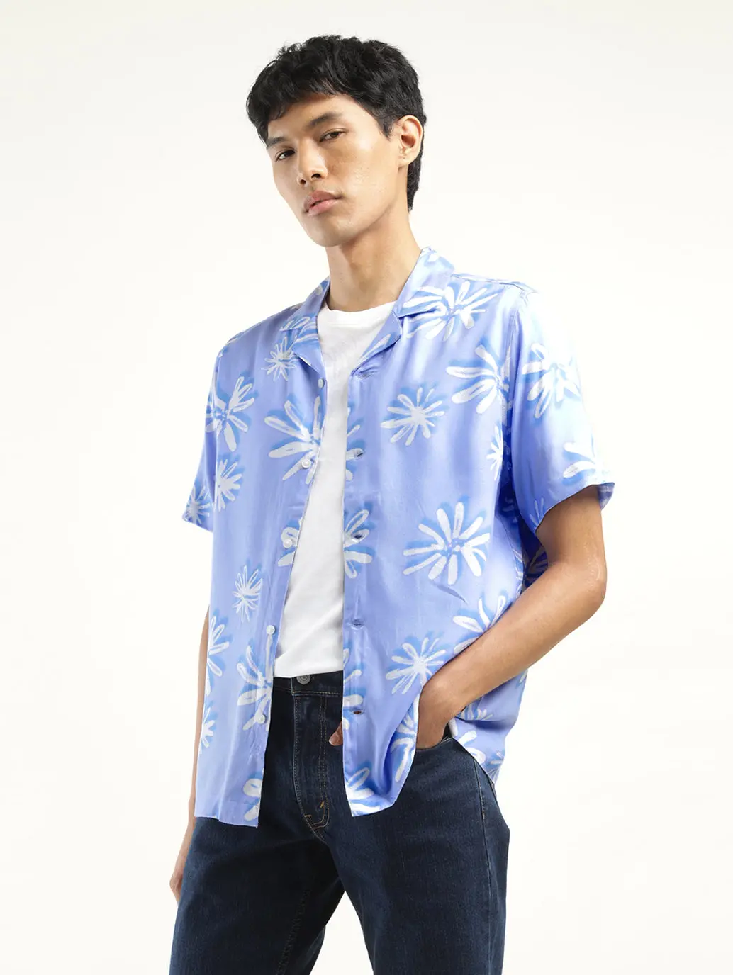 Men's Floral Print Camp Shirt 1