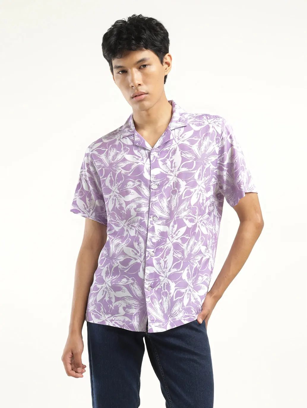 Men's Floral Print Camp Shirt 3
