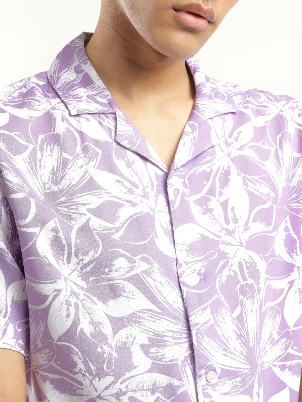 Men's Floral Print Camp Shirt 5