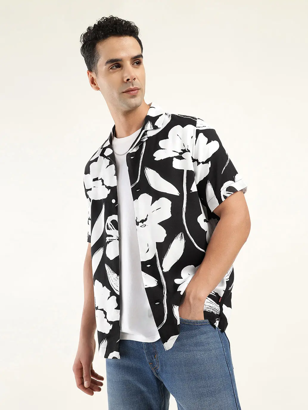 Men's Floral Print Camp Shirt 1