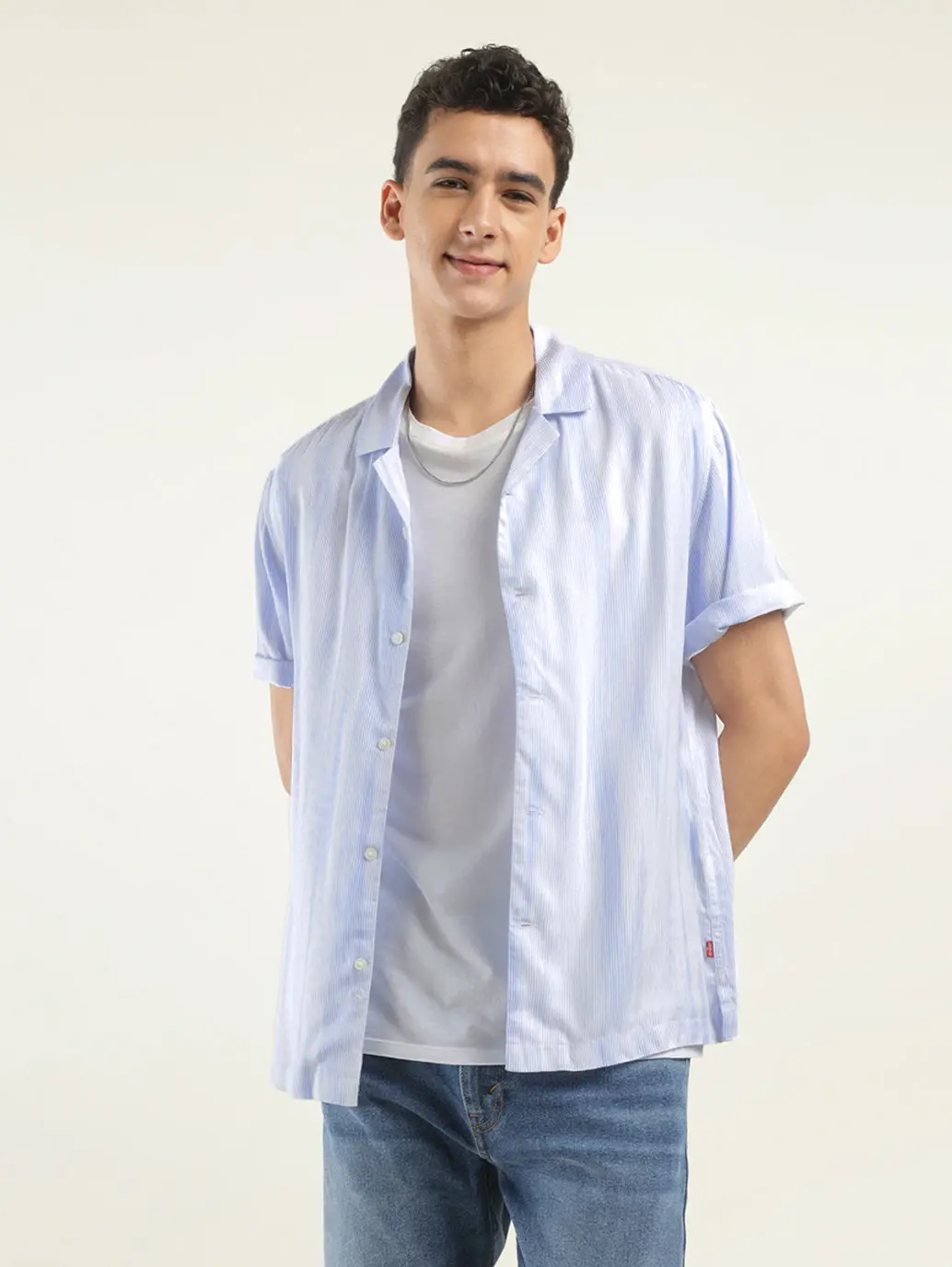 Men's Abstract Print Spread Collar Shirt 1