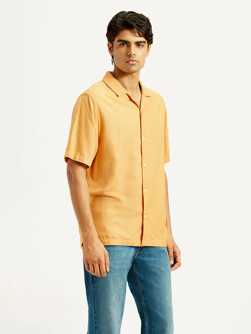 Men's Solid Mustard Camp Shirt 4