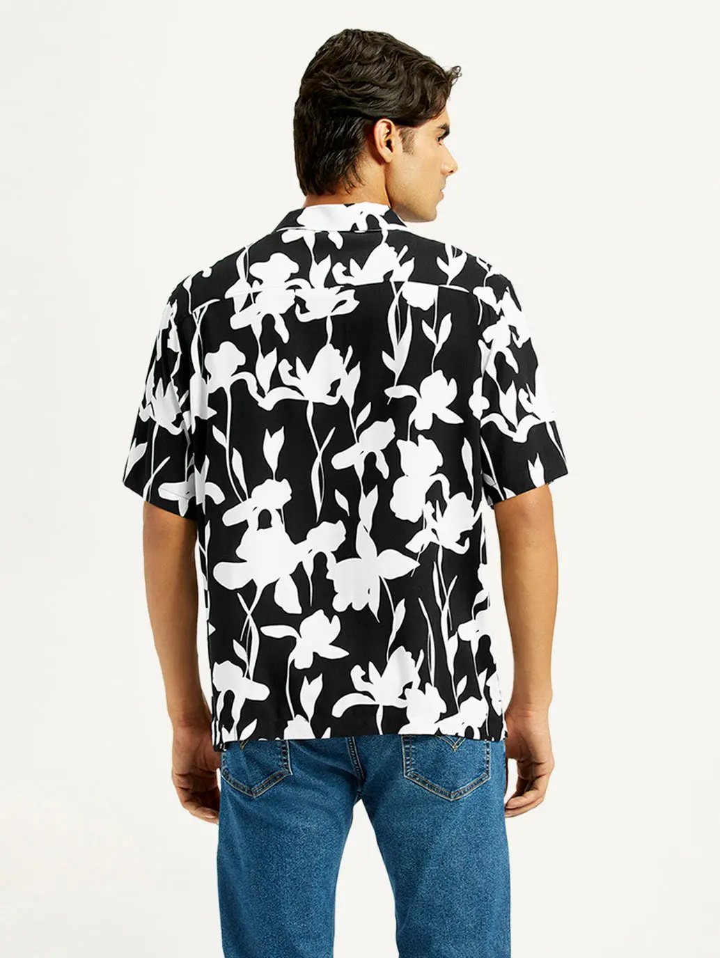 Men's Floral Black Camp Shirt 2