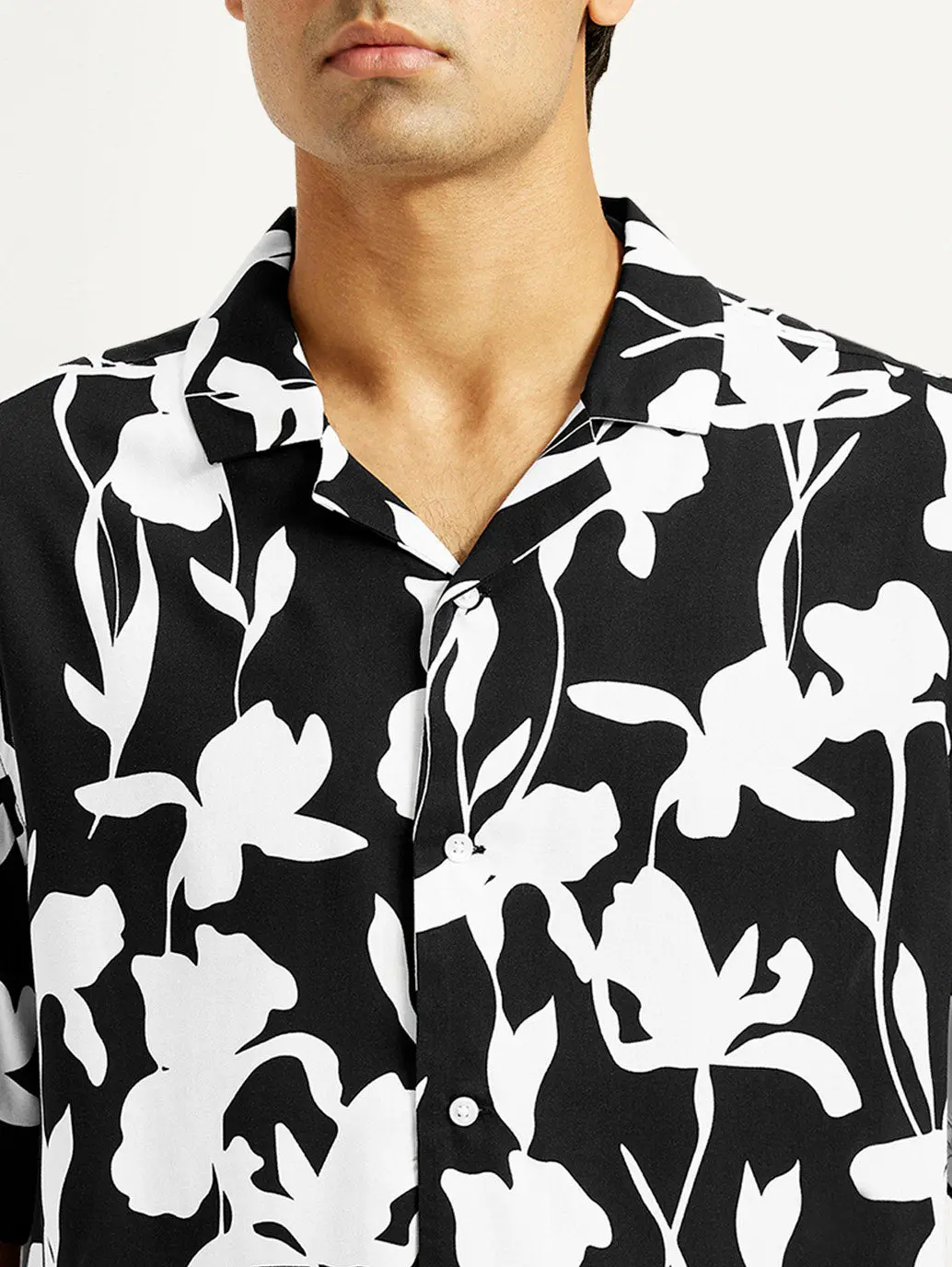 Men's Floral Black Camp Shirt 3