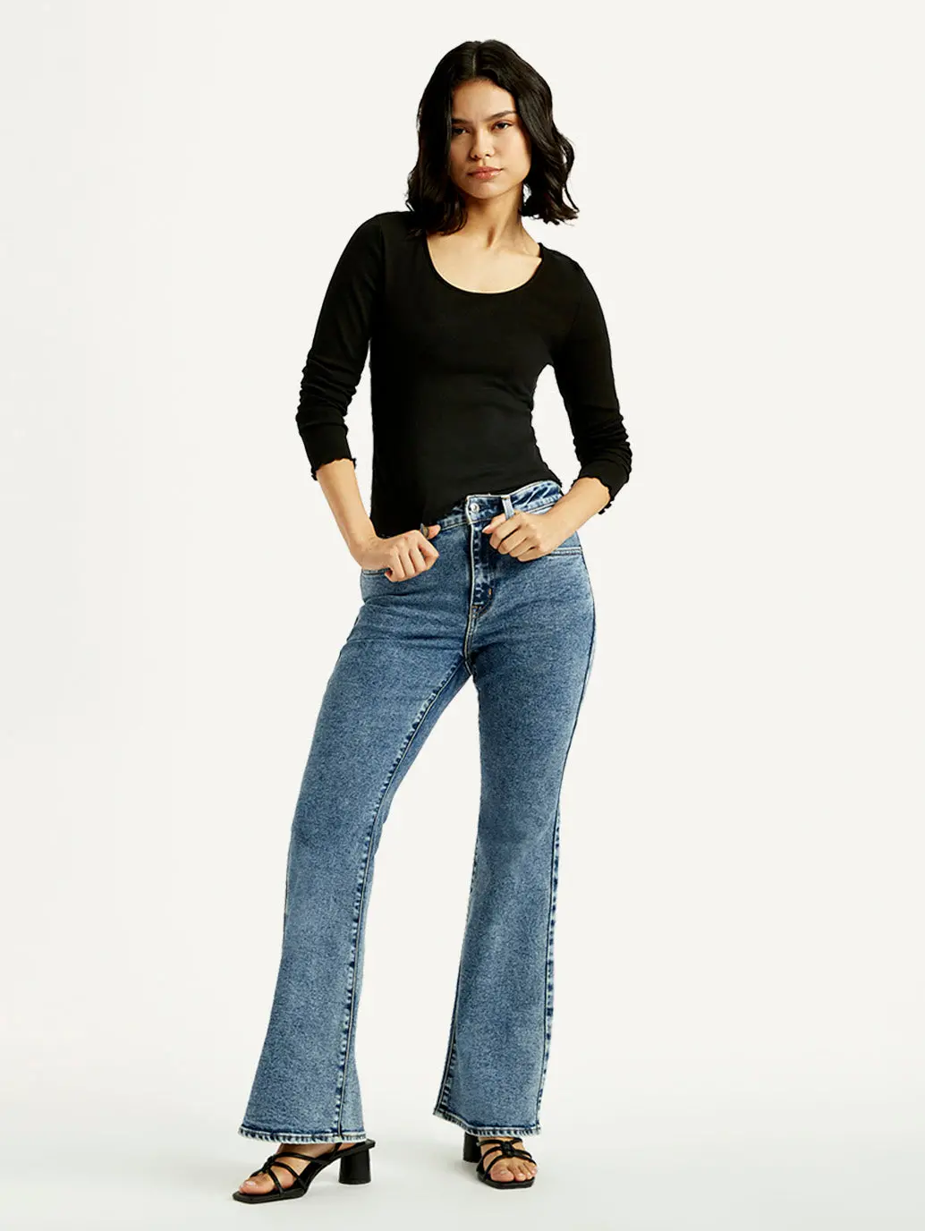 Women's 726 Blue Slim Flared Fit High Rise Jeans 1