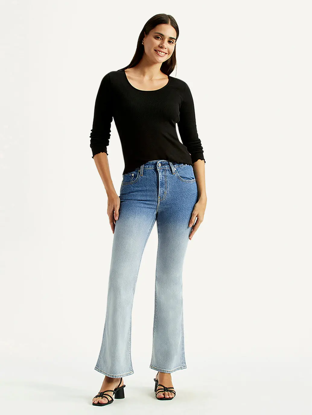 Women's 726 Light Indigo Flared Fit High Rise Jeans 1