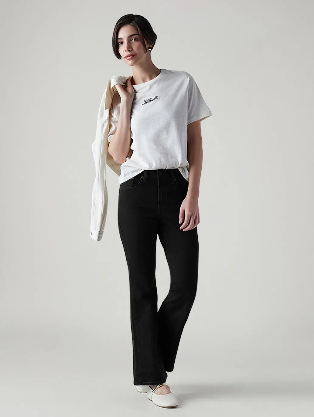 Women's 726 Black Flared Fit High Rise Jeans 1