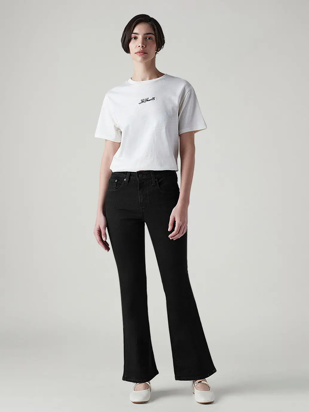 Women's 726 Black Flared Fit High Rise Jeans 2