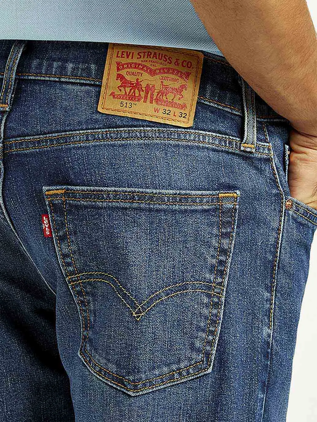 Men's 513 Dark Indigo Slim Straight Fit Mid Rise Jeans 5