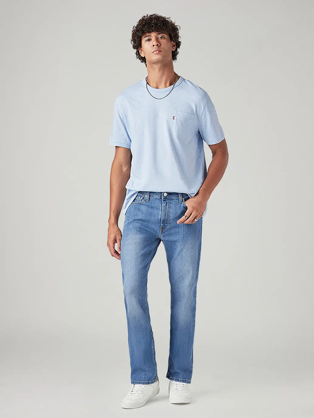 Men's 513 Light Blue Slim Straight Fit Mid Rise Jeans 1