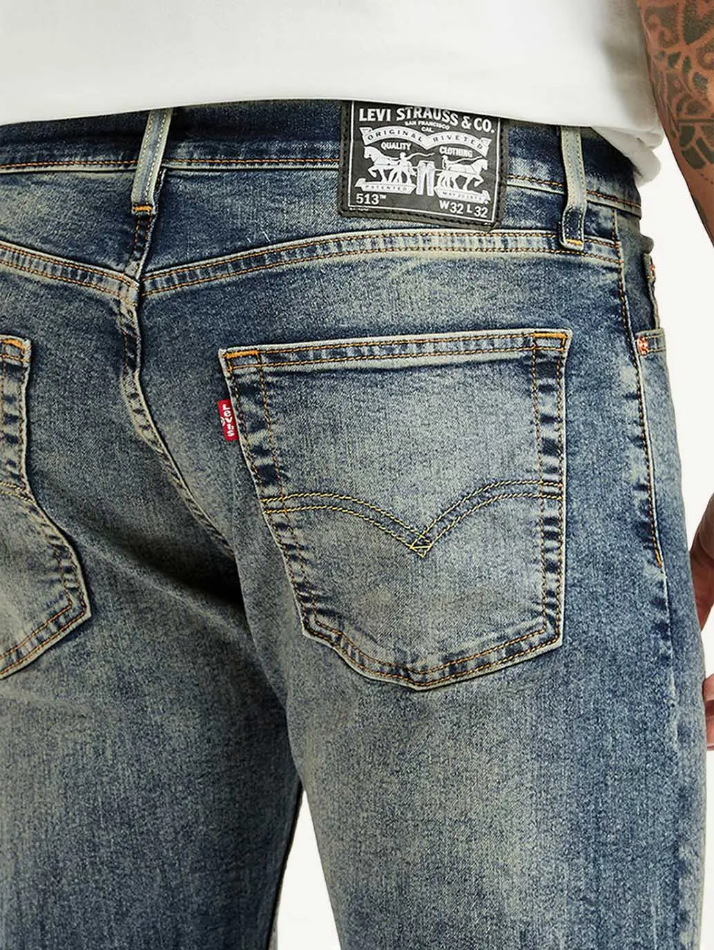 Men's Tinted 513 Med Indigo Slim Tapered Fit Mid Rise Jeans 6
