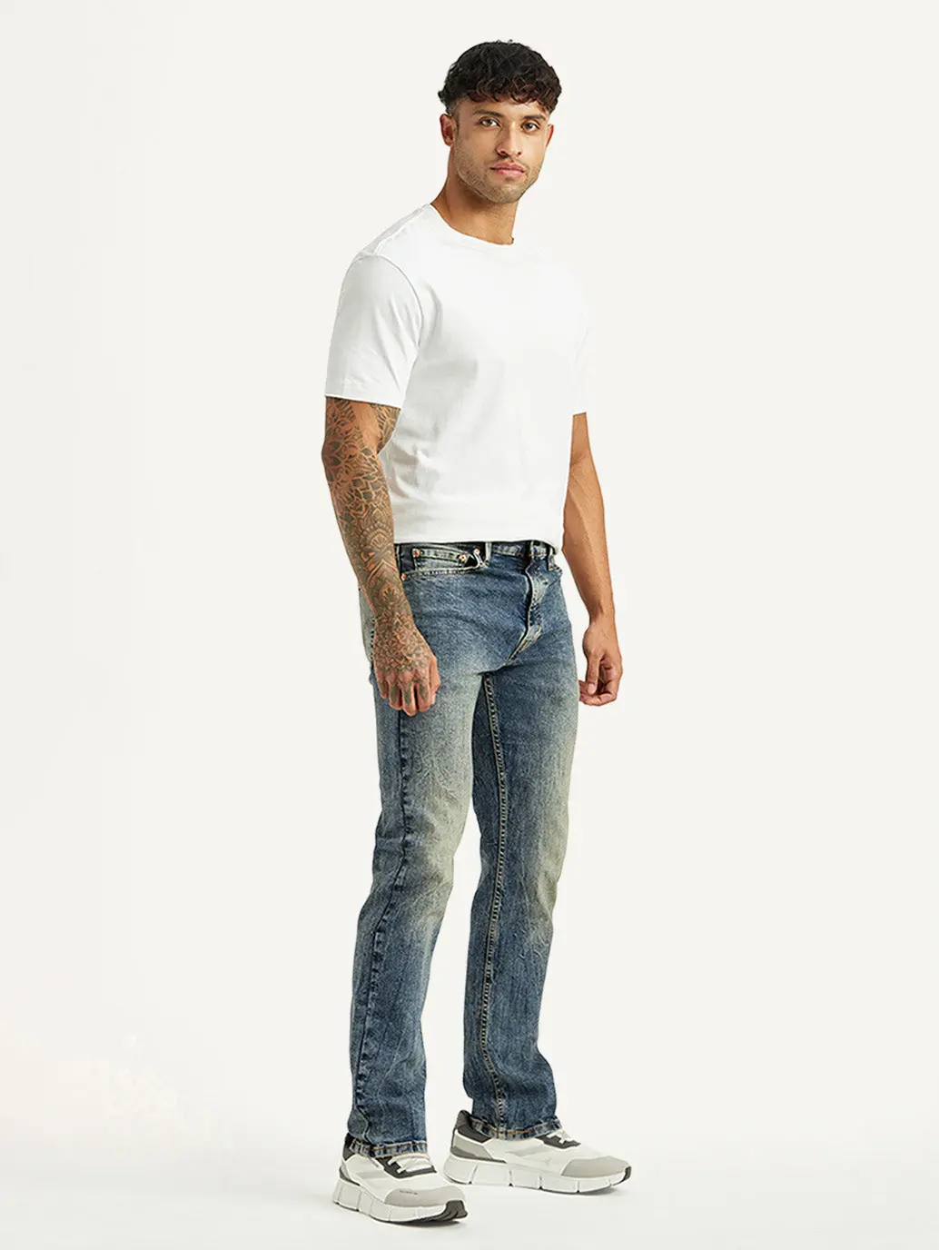 Men's Tinted 513 Med Indigo Slim Tapered Fit Mid Rise Jeans 7