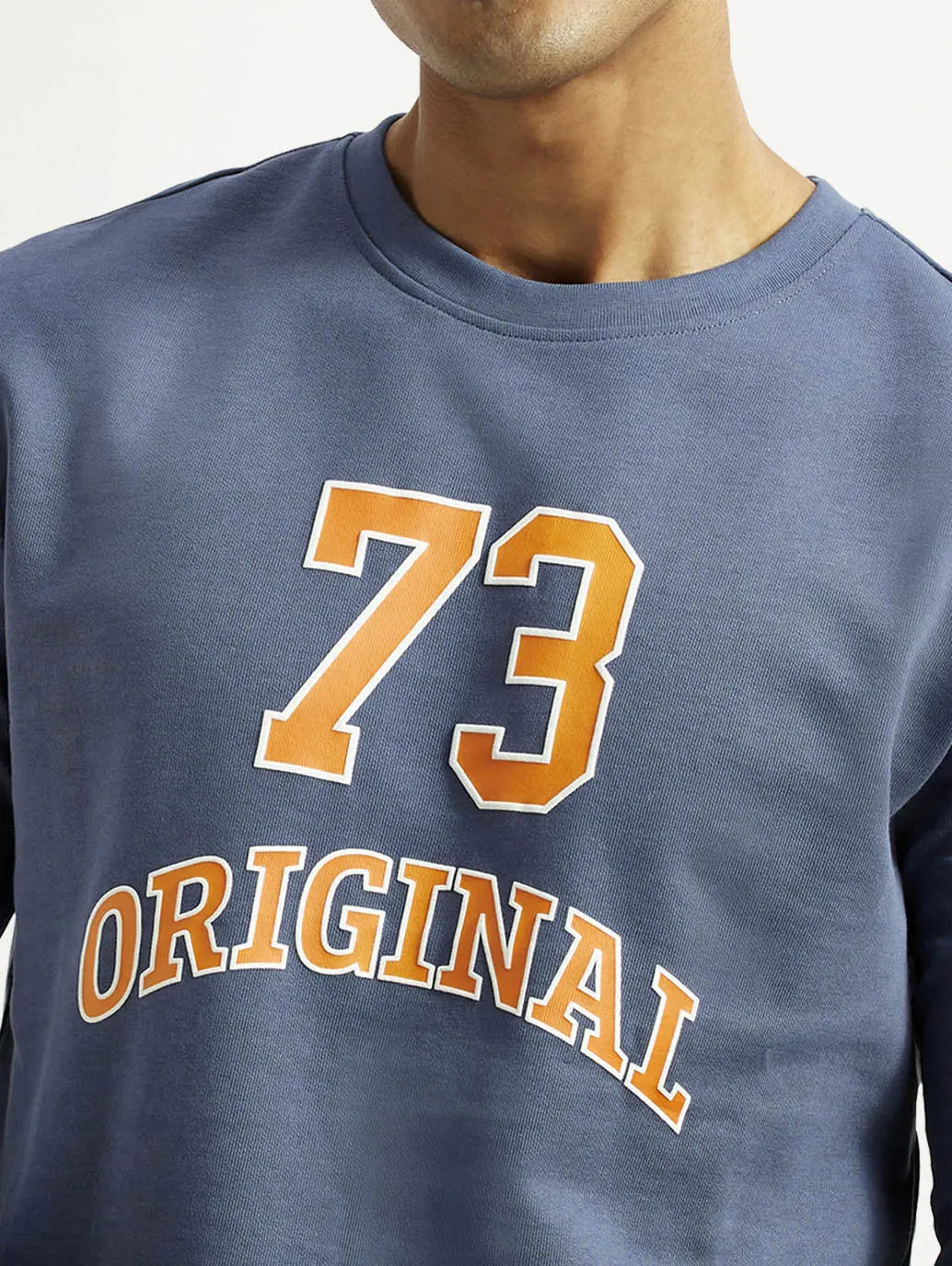 Men's Graphic Blue Crew Neck Co-Ord Set 4