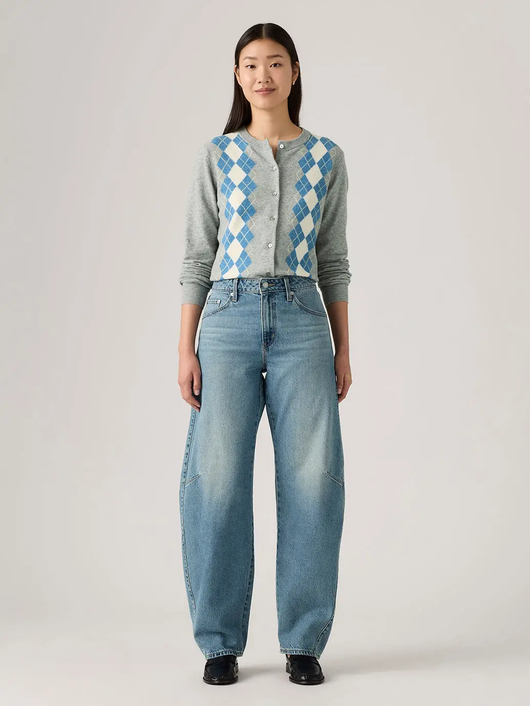 Women's Indigo Barrel Loose Fit Mid Rise Jeans 1