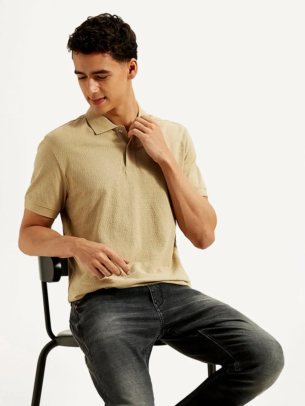 Men's Geometric Slim Fit Polo T-Shirt 1