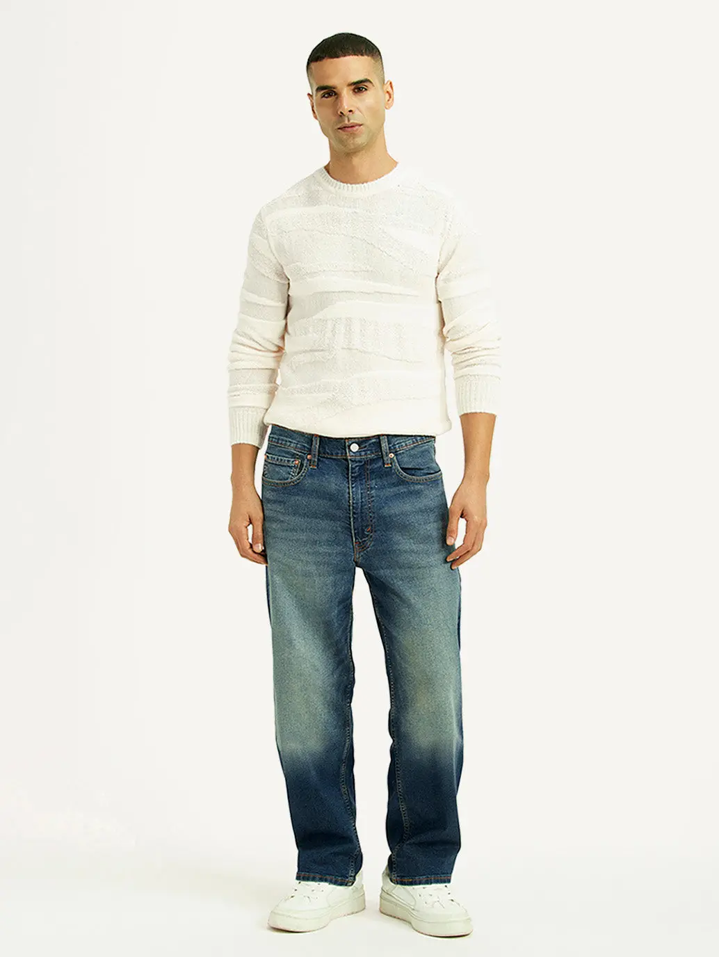 Men's Tinted 568 Blue Loose Fit Mid Rise Jeans 1