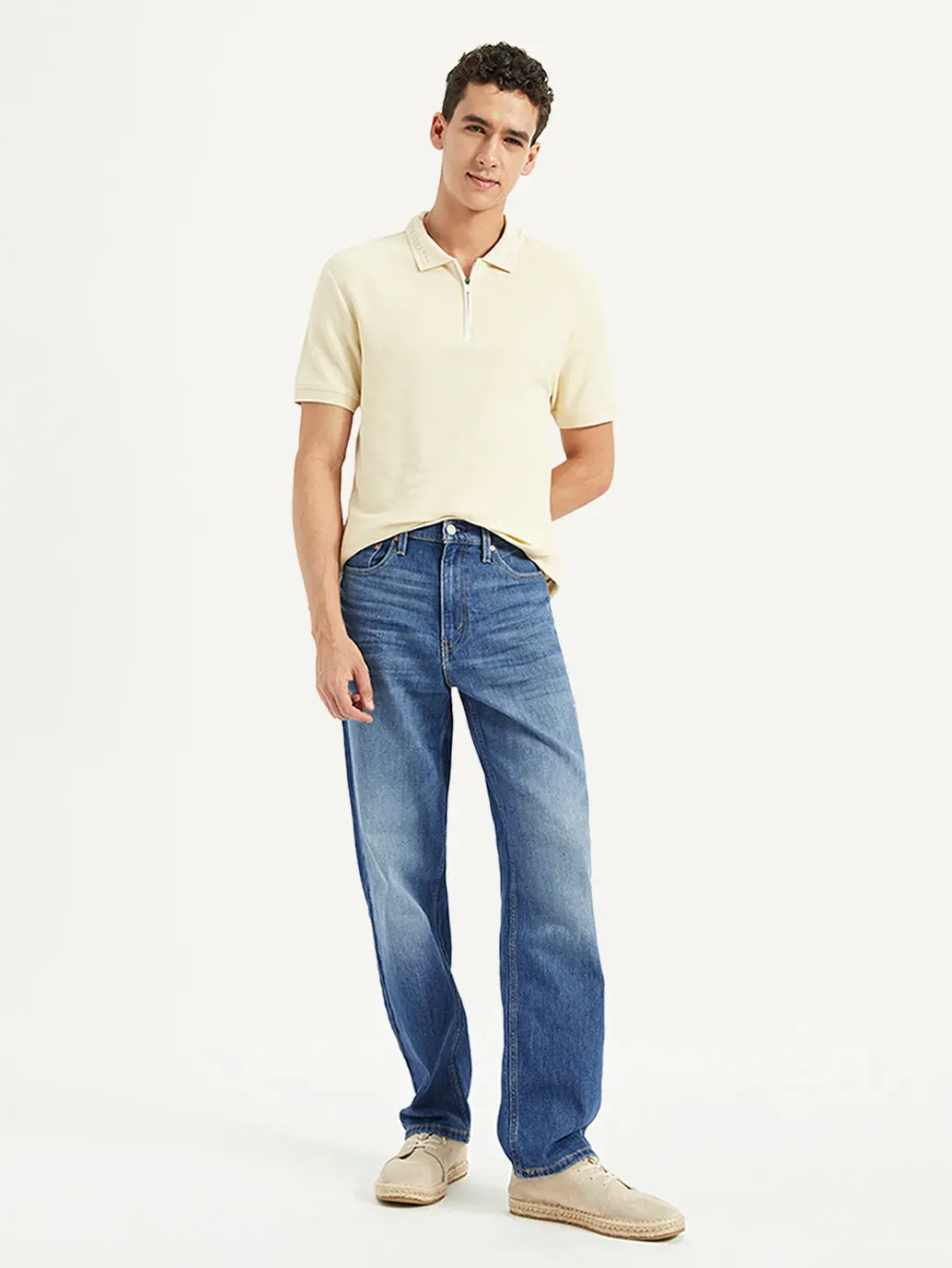 Men's 568 Blue Loose Fit Mid Rise Jeans 6