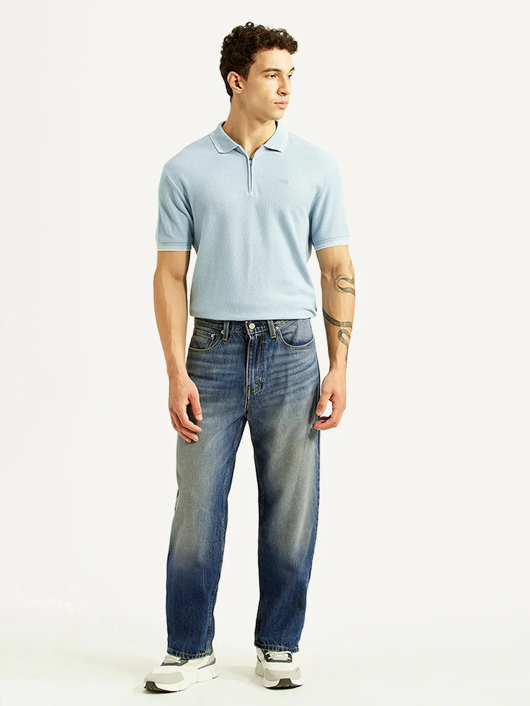 Men's 568 Blue Baggy Fit Mid Rise Jeans 1