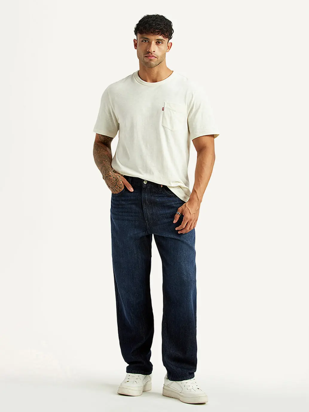 Men's 568 Dark Blue Loose Fit Mid Rise Jeans 1
