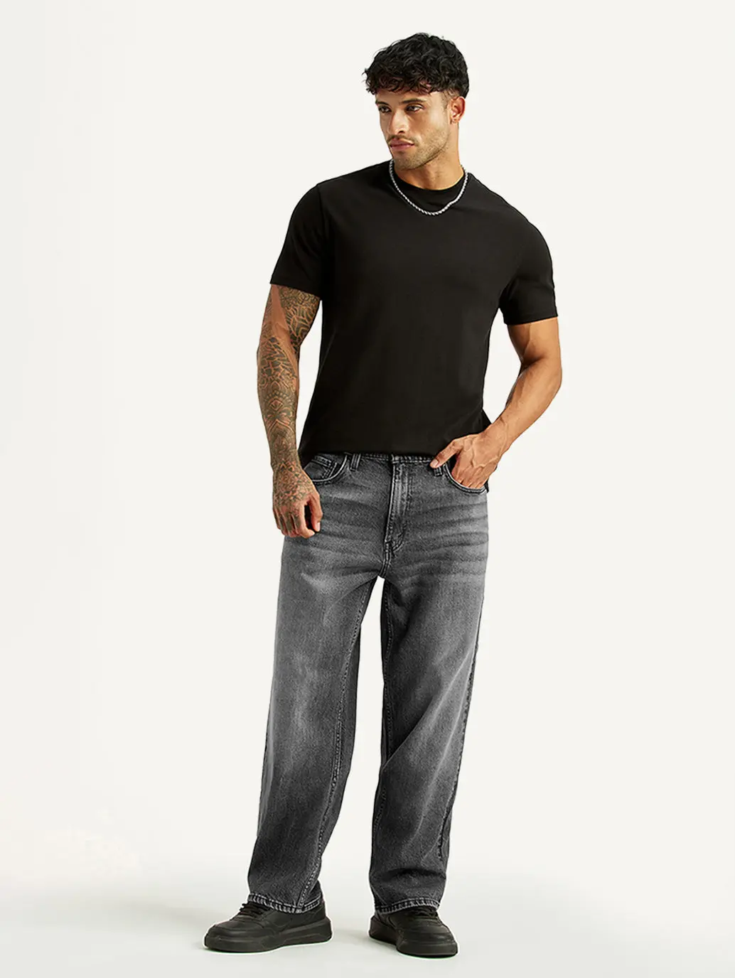 Men's 568 Grey Loose Fit Mid Rise Jeans 1