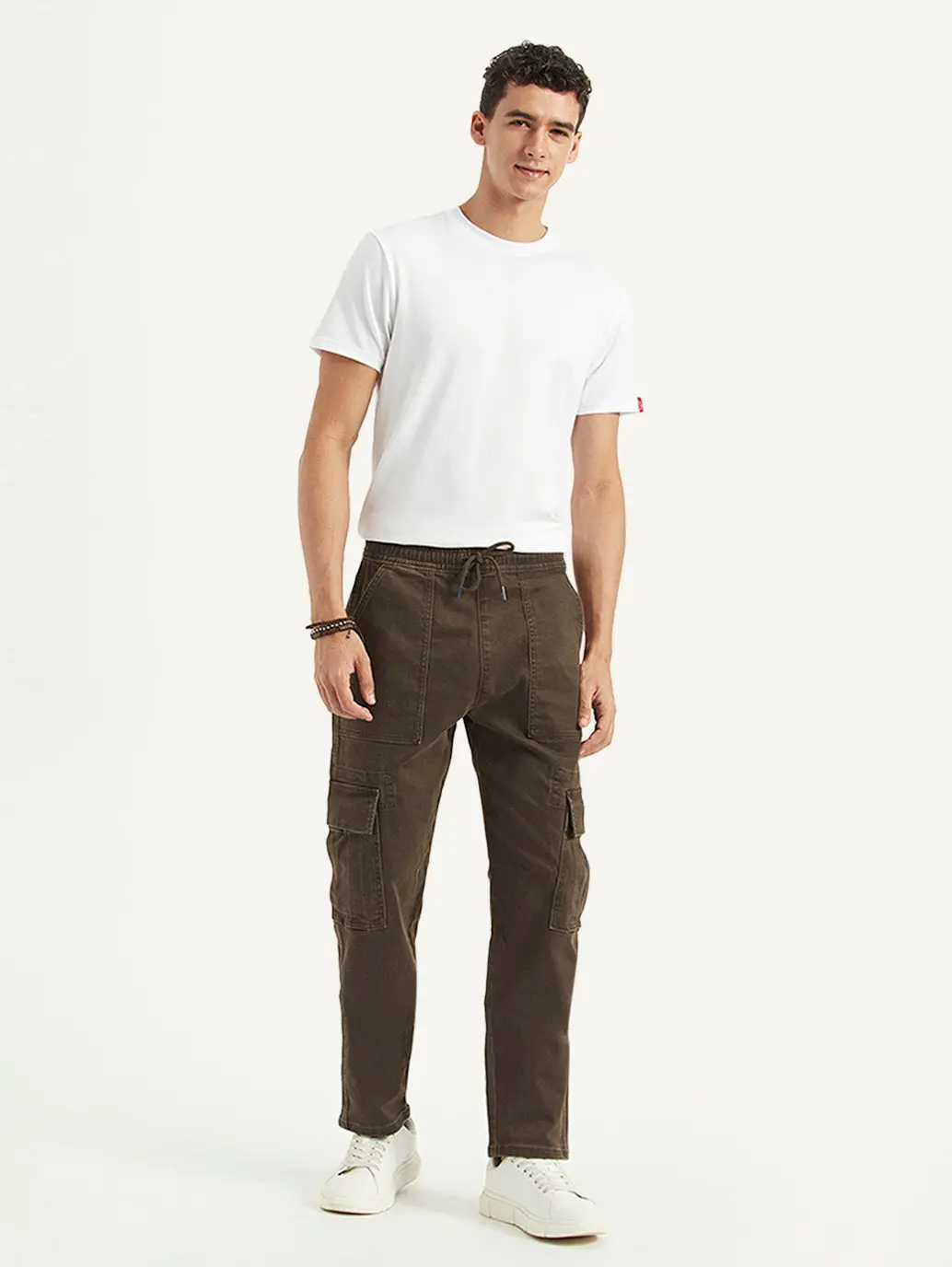 Men's Dark Brown Tapered Fit Cargo Trousers 1