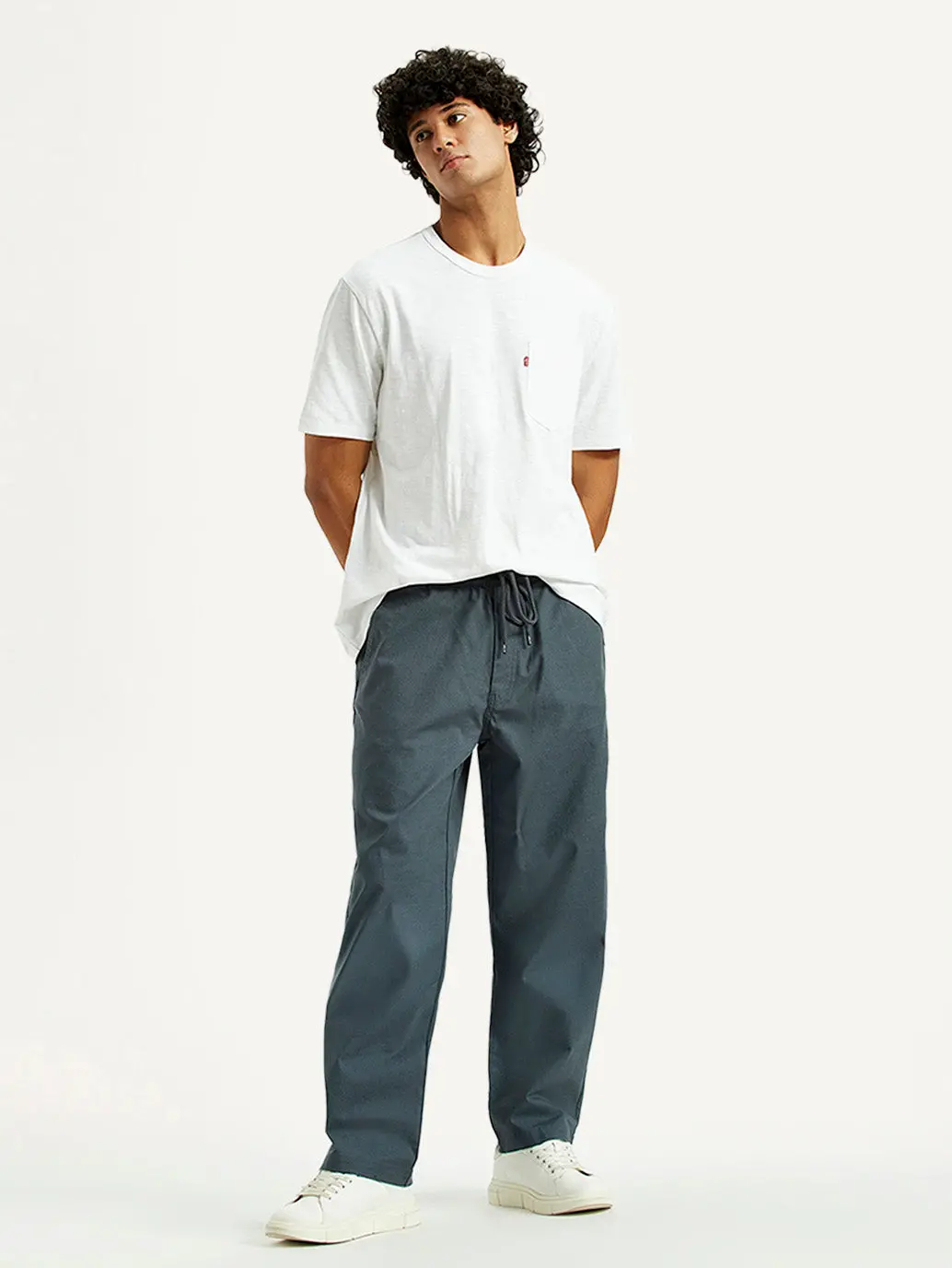 Men's Blue Loose Fit Mid Rise Joggers 1