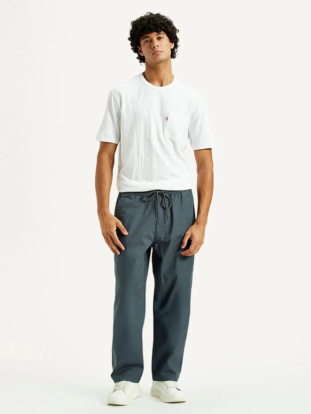 Men's Blue Loose Fit Mid Rise Joggers 6