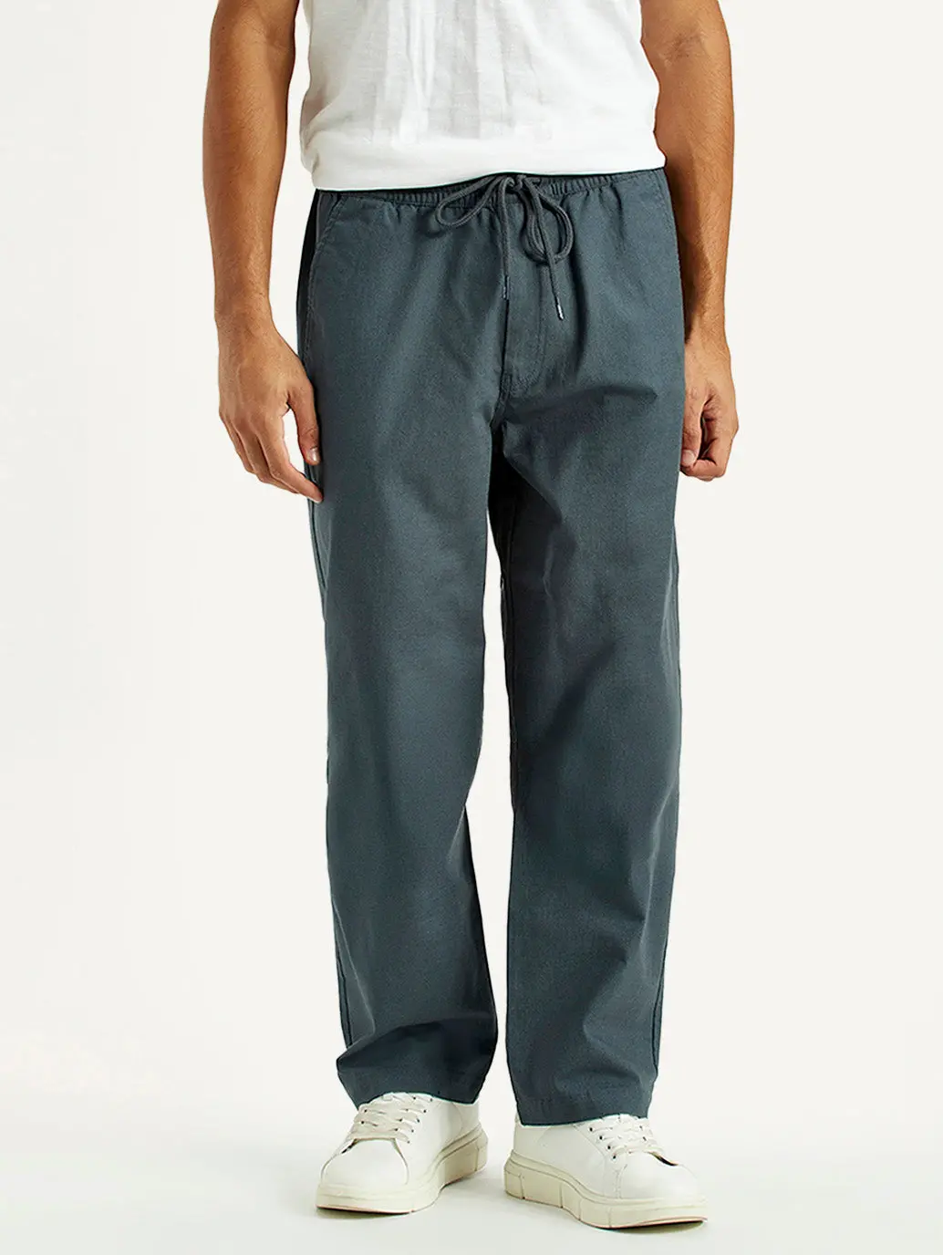 Men's Blue Loose Fit Mid Rise Joggers 2