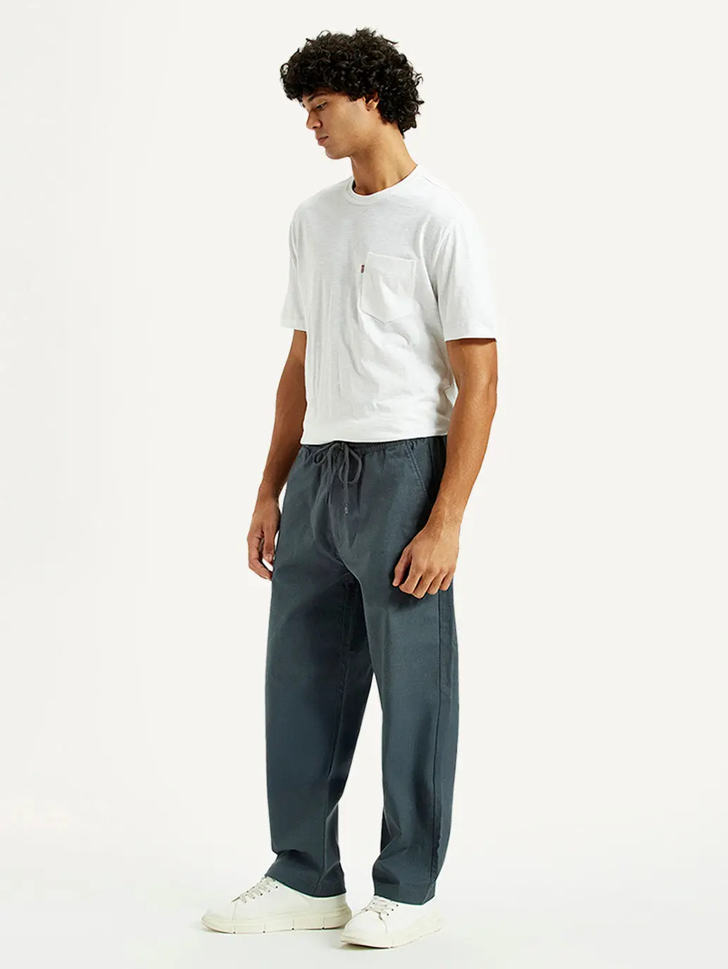 Men's Blue Loose Fit Mid Rise Joggers 5