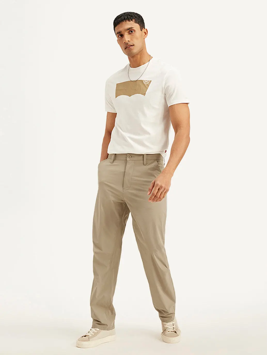 Men's Beige Loose Fit Chino Cargos 1