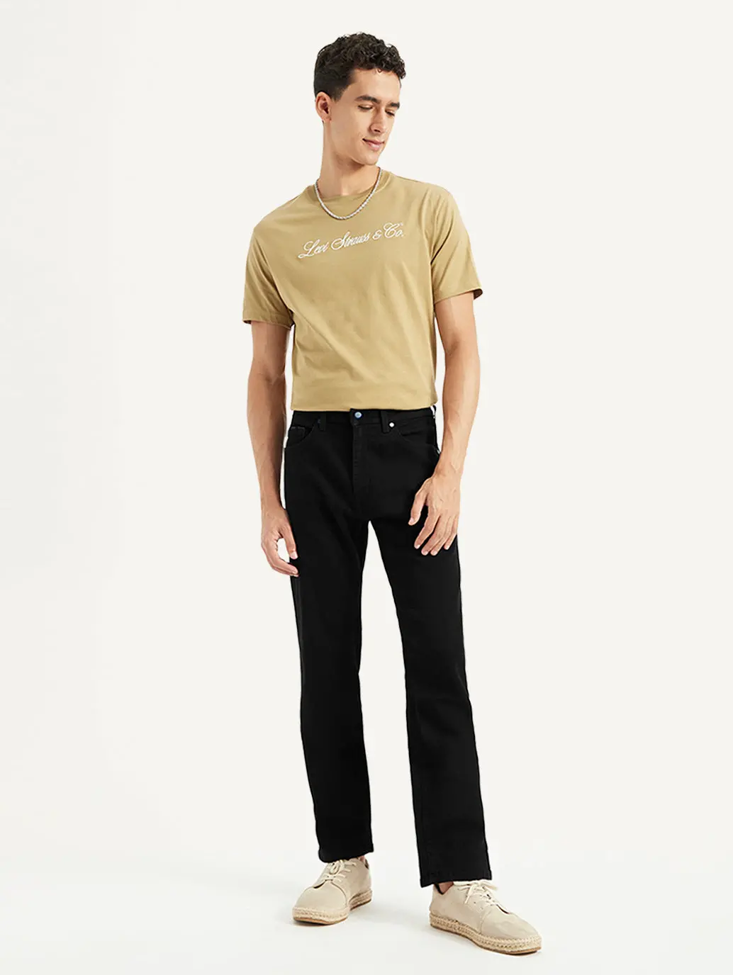 Men's 505 Black Straight Fit Mid Rise Jeans 1