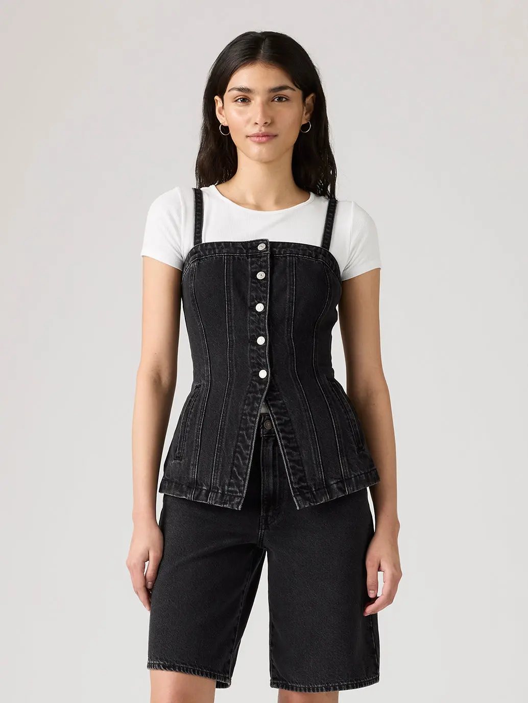 Women's Tailored Bustier Denim Top 1