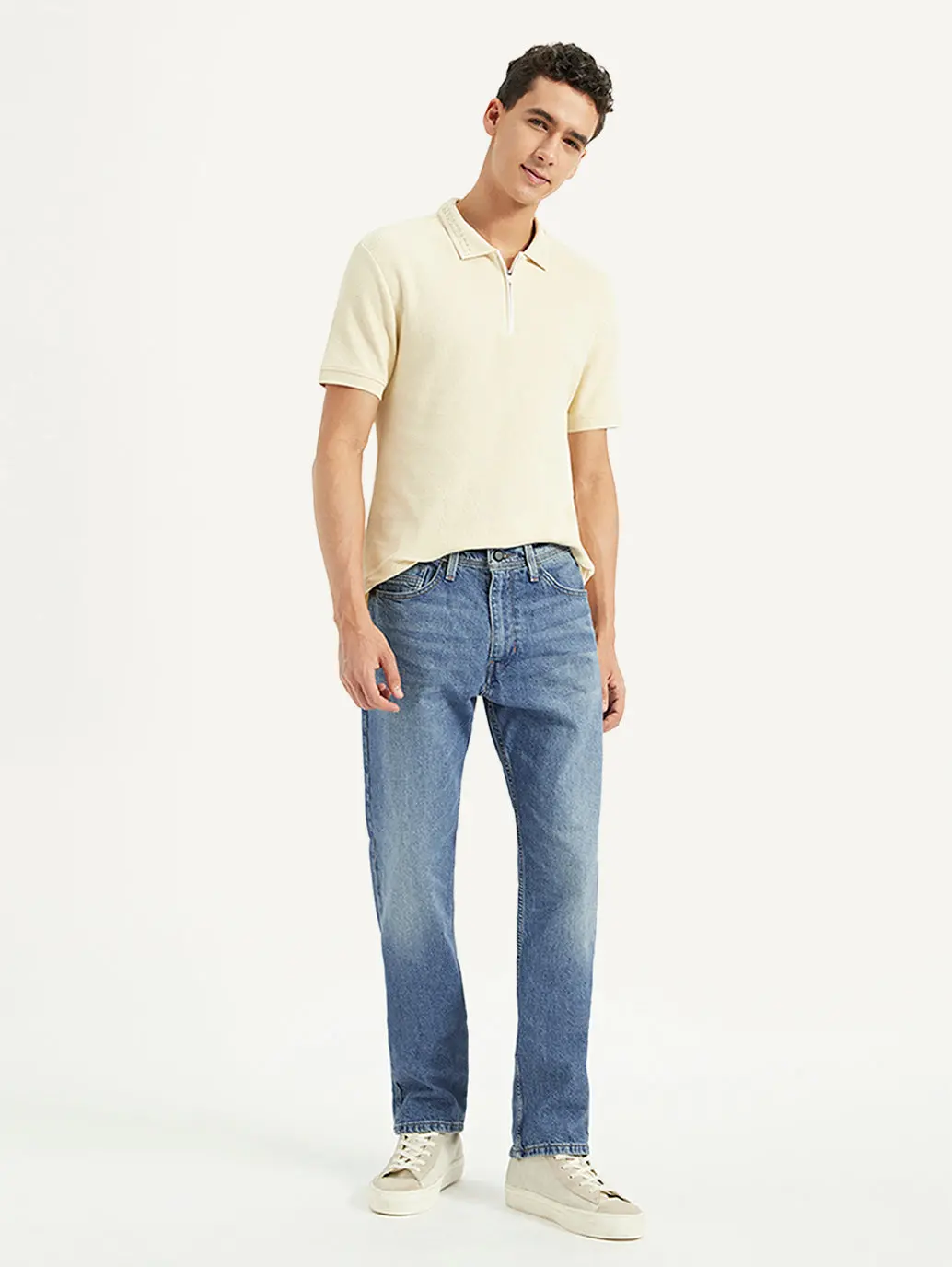 Men's 505 Blue Straight Fit Mid Rise Jeans 1