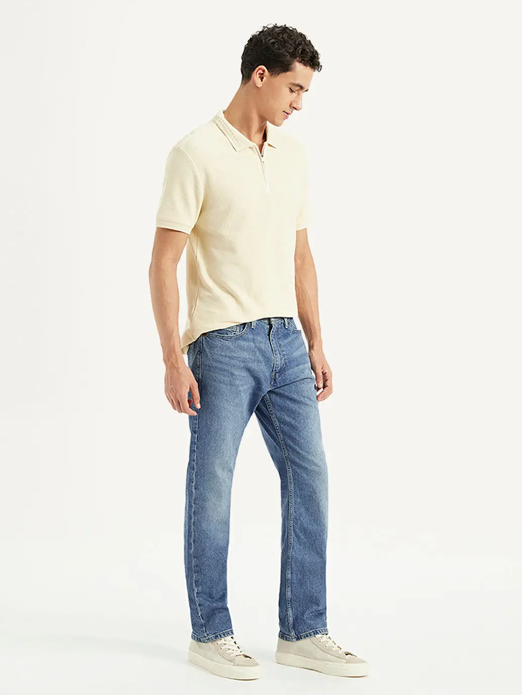 Men's 505 Blue Straight Fit Mid Rise Jeans 6