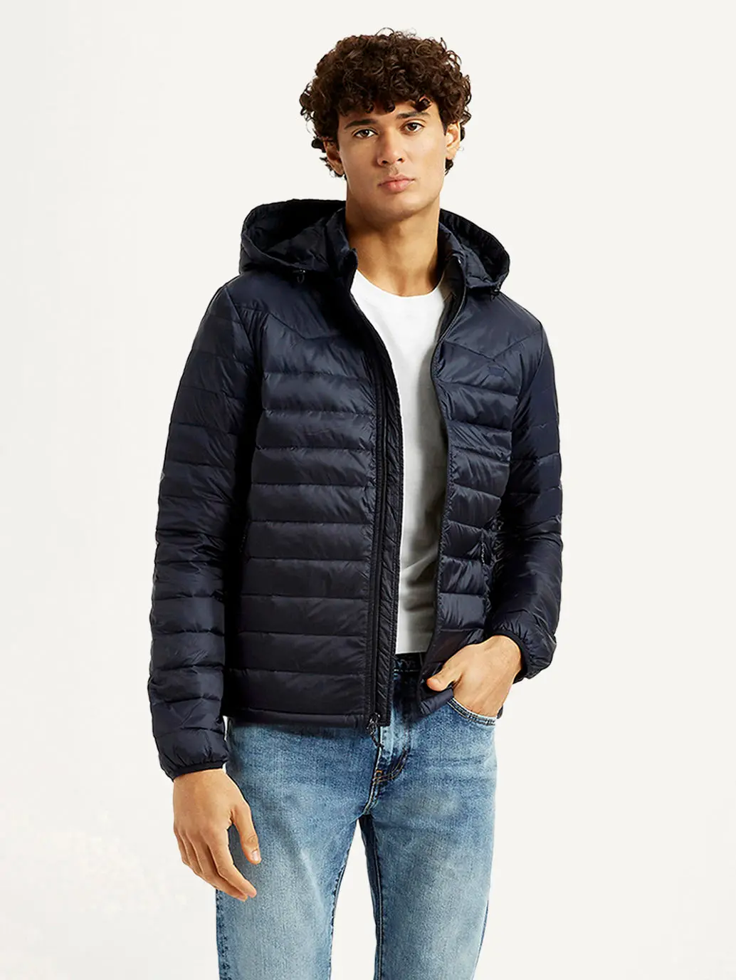 Men's Quilted Navy Puffer Jacket 1