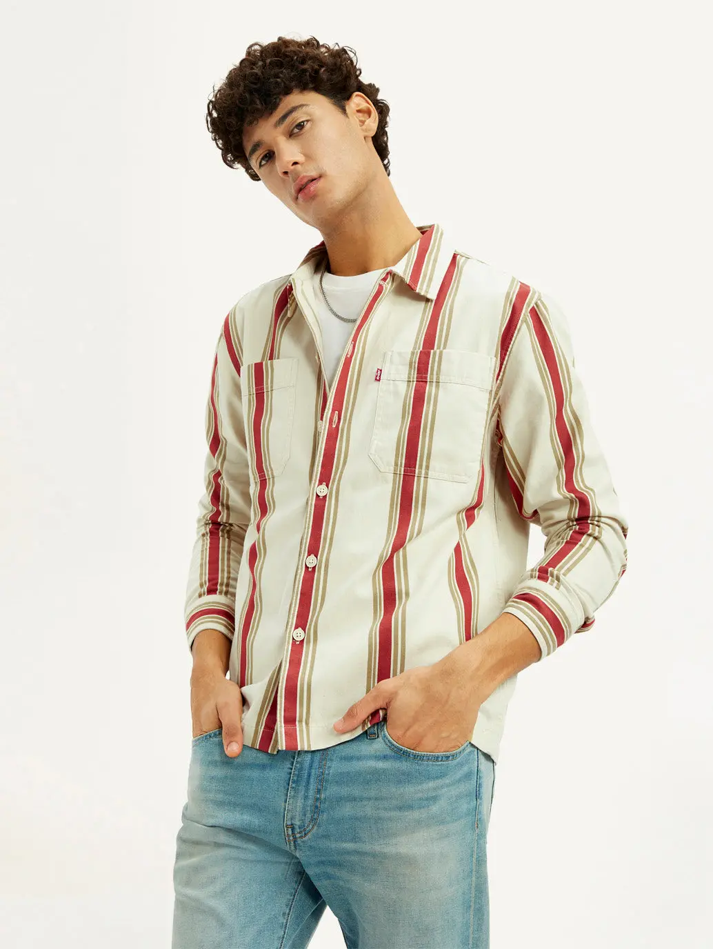 Men's Striped Multi Color Relaxed Fit Shirt 1
